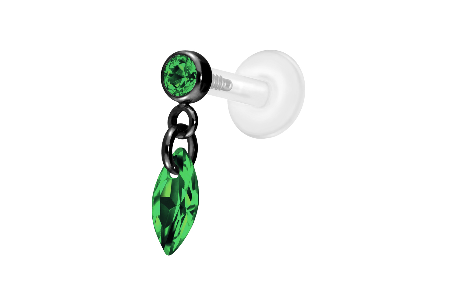 PTFE Labret Piercing mit Innengewinde + Titan-Aufsatz KRISTALLOVAL